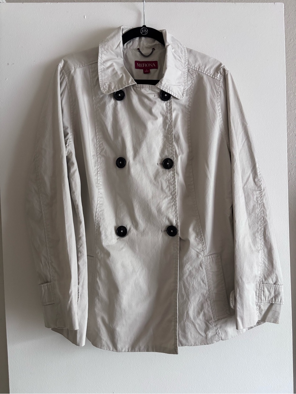 Merona Tan Double Breasted Short Trench Coat Sz 1X